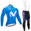 Ensemble cuissard vélo et maillot cyclisme hiver pro MOVISTAR 2020