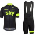 Ensemble cuissard vélo et maillot cyclisme équipe pro SKY fluo