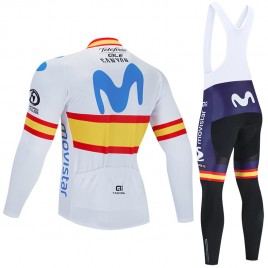 Ensemble cuissard vélo et maillot cyclisme hiver pro MOVISTAR World Tour 2020