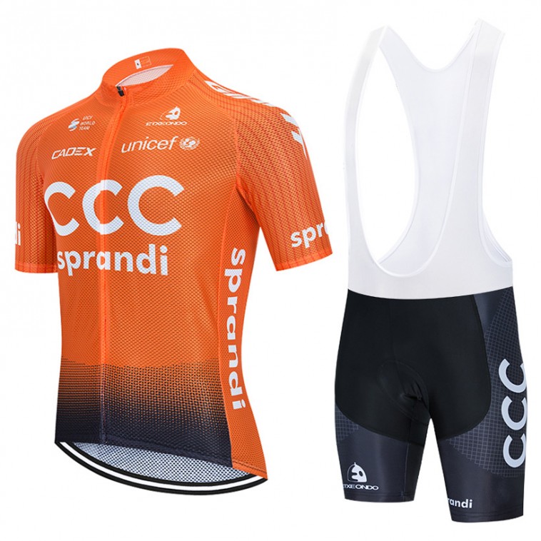 Ensemble cuissard velo et maillot cyclisme equipe pro CCC Sprandi 2020 Aero Mesh