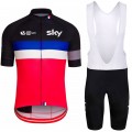 Ensemble cuissard vélo et maillot cyclisme équipe pro SKY drapeau