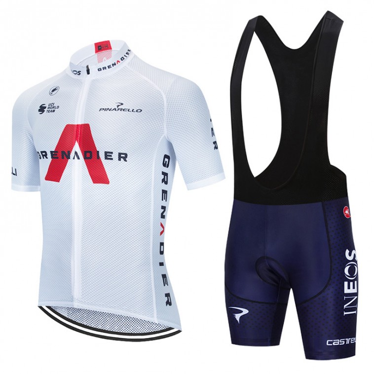 Ensemble cuissard vélo et maillot cyclisme équipe pro INEOS GRENADIER 2020 Aero Mesh Blanc