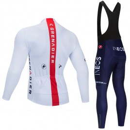 Ensemble cuissard vélo et maillot cyclisme hiver pro INEOS GRENADIER 2020 Blanc