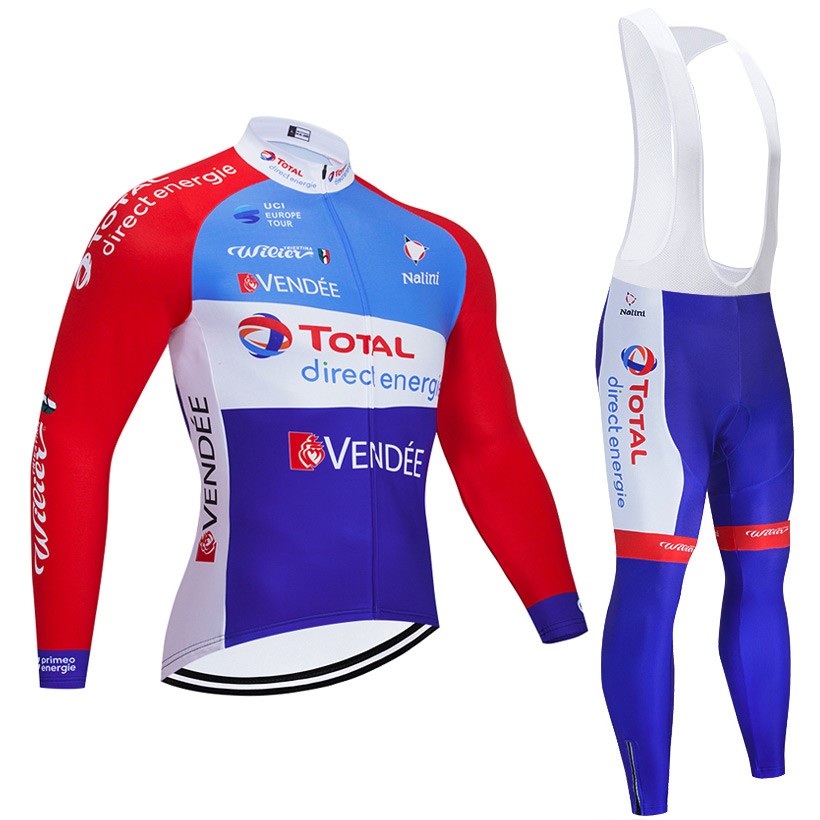 Ensemble cuissard velo et maillot cyclisme hiver pro TOTAL Direct Energie 2020 Tenuevelo