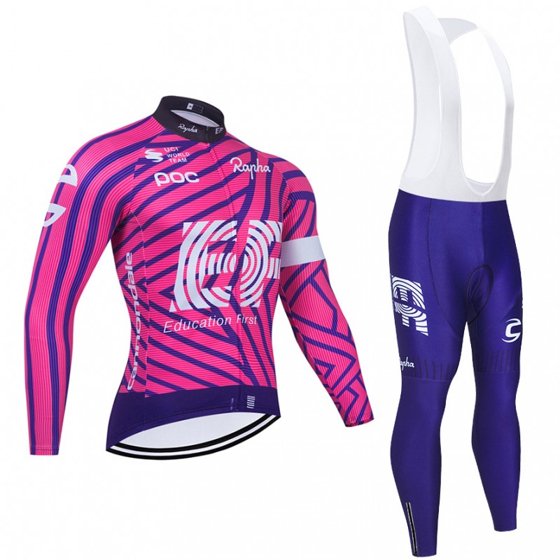 Ensemble cuissard v lo et maillot cyclisme hiver pro EF Education