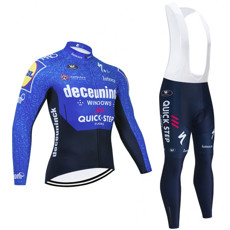 Ensemble cuissard vélo et maillot cyclisme hiver pro QUICK STEP Deceuninck 2021