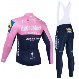 Ensemble cuissard vélo et maillot cyclisme hiver pro QUICK STEP Deceuninck 2021 Pink