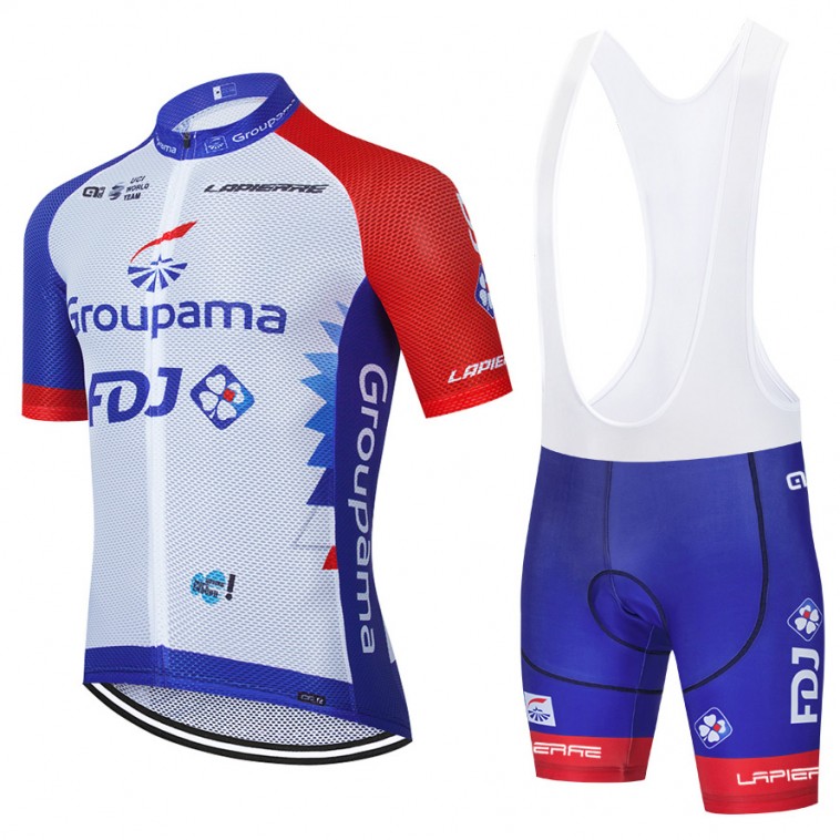 Ensemble cuissard vélo et maillot cyclisme équipe pro FDJ Groupama 2021 Aero Mesh