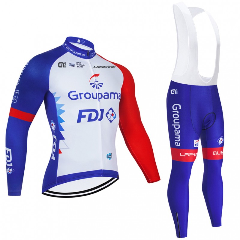 Ensemble cuissard velo et maillot cyclisme hiver pro FDJ Groupama 2021 Tenuevelo