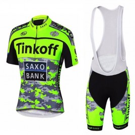 Ensemble cuissard vélo et maillot cyclisme équipe pro Tinkoff Saxo Fluo