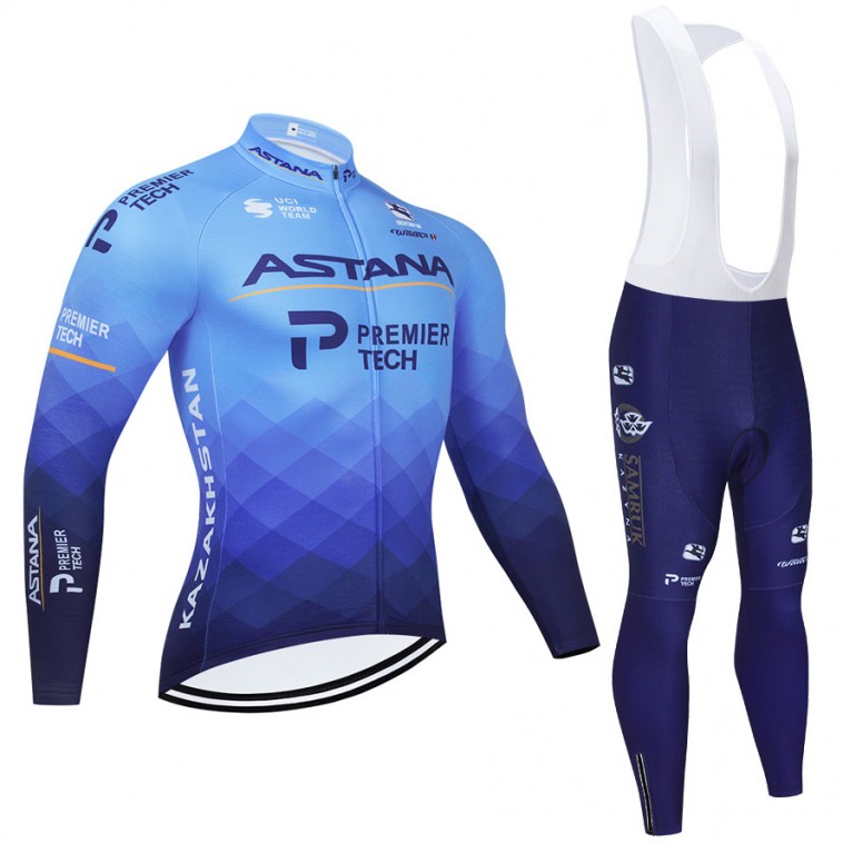 Ensemble cuissard vélo et maillot cyclisme hiver pro ASTANA 2021