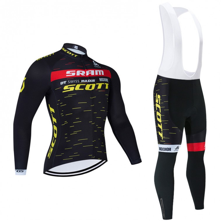 Ensemble cuissard vélo et maillot cyclisme hiver équipe pro SCOTT SRAM 2021