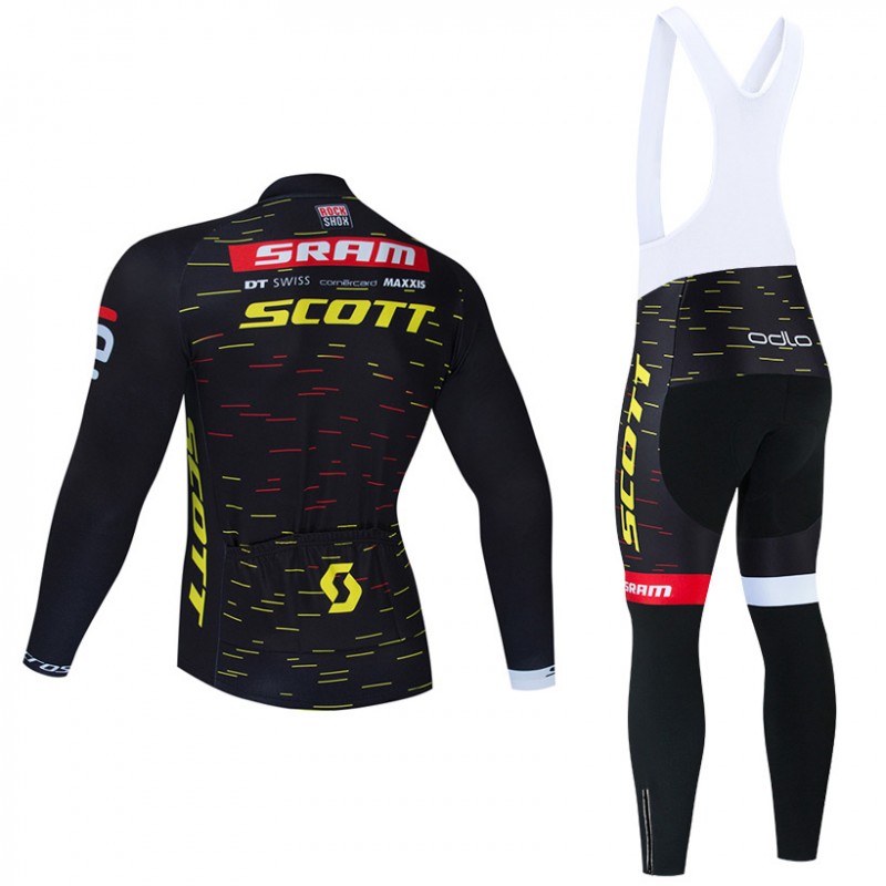 Ensemble cuissard vélo et maillot cyclisme hiver équipe pro SCOTT SRAM 2021  