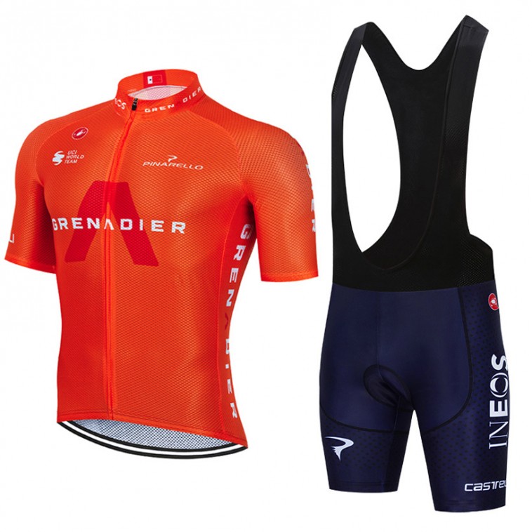 Ensemble cuissard vélo et maillot cyclisme équipe pro INEOS GRENADIER 2021 Aero Mesh Orange