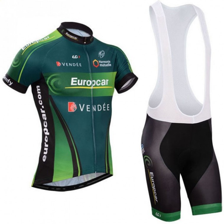 Ensemble cuissard vélo et maillot cyclisme équipe pro Europcar