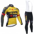 Ensemble cuissard vélo et maillot cyclisme hiver pro JUMBO VISMA 2021 Tour