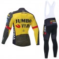 Ensemble cuissard vélo et maillot cyclisme hiver pro JUMBO VISMA 2021 Tour