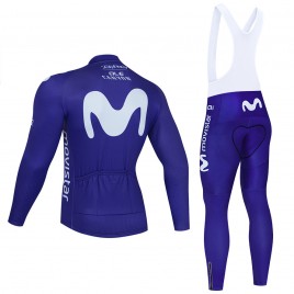 Ensemble cuissard vélo et maillot cyclisme hiver pro MOVISTAR 