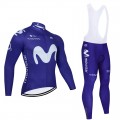 Ensemble cuissard vélo et maillot cyclisme hiver pro MOVISTAR "Blue edition" 2021