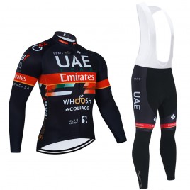 Ensemble cuissard vélo et maillot cyclisme hiver pro UAE EMIRATES 2021 Noir