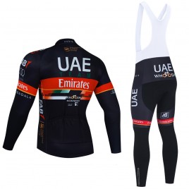 Ensemble cuissard vélo et maillot cyclisme hiver pro UAE EMIRATES 2021 Noir