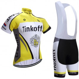 Ensemble cuissard vélo et maillot cyclisme équipe pro Tinkoff jaune