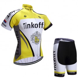 Ensemble cuissard vélo et maillot cyclisme équipe pro Tinkoff jaune