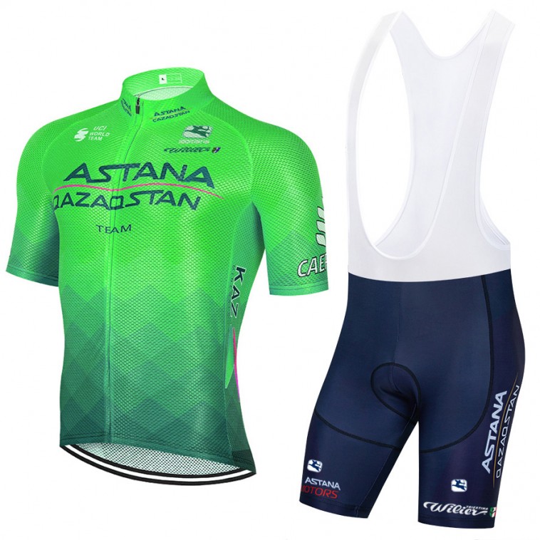 Ensemble cuissard vélo et maillot cyclisme équipe pro ASTANA 2022 Aero Mesh vert