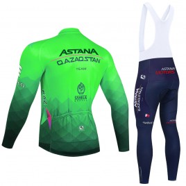 Ensemble cuissard vélo et maillot cyclisme hiver pro ASTANA 2022 vert