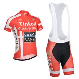 Ensemble cuissard vélo et maillot cyclisme équipe pro Tinkoff Saxo rouge