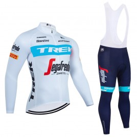 Ensemble cuissard vélo et maillot cyclisme hiver pro TREK Segafredo 2022 bleu