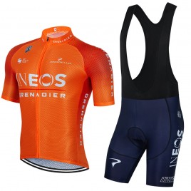 Ensemble cuissard vélo et maillot cyclisme équipe pro INEOS Grenadiers 2022 Aero Mesh Orange