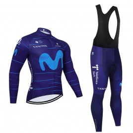 Ensemble cuissard vélo et maillot cyclisme hiver pro MOVISTAR 2022