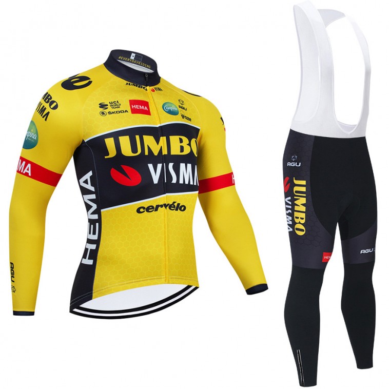 Ensemble cuissard vélo et maillot cyclisme hiver pro JUMBO Visma 2022