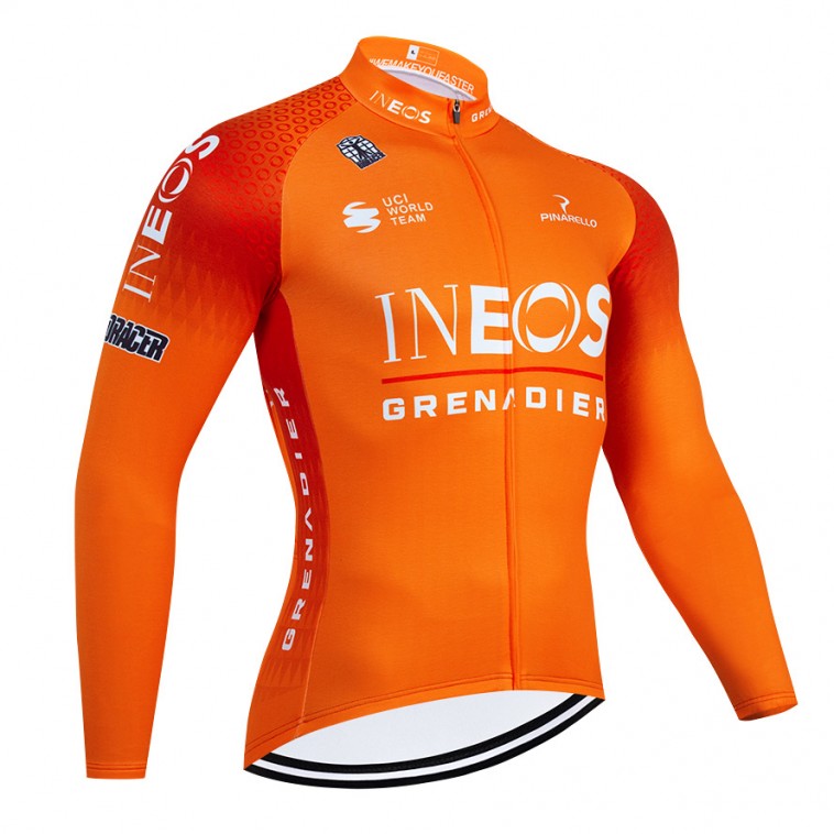 Maillot vélo hiver équipe pro INEOS Grenadiers 2022 orange