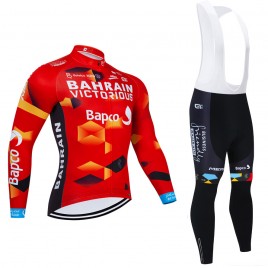 Ensemble cuissard vélo et maillot cyclisme hiver pro BAHRAIN Victorious 2022