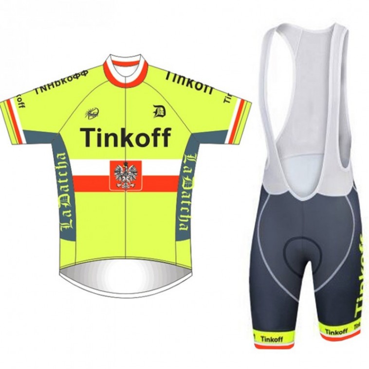 Ensemble cuissard vélo et maillot cyclisme équipe pro Tinkoff La Datcha