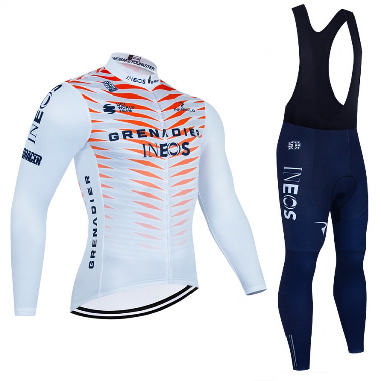 Ensemble cuissard vélo et maillot cyclisme hiver pro INEOS Grenadiers édition limitée blanche 2022