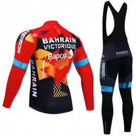 Ensemble cuissard vélo et maillot cyclisme hiver pro BAHRAIN Victorious 2023