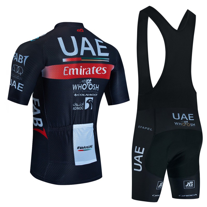 Ensemble cuissard velo et maillot cyclisme equipe pro UAE EMIRATES 2023 Noir Aero Mesh Tenuevelo