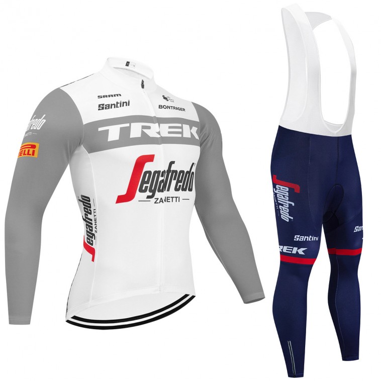 Ensemble cuissard vélo et maillot cyclisme hiver pro TREK Segafredo 2023 gris