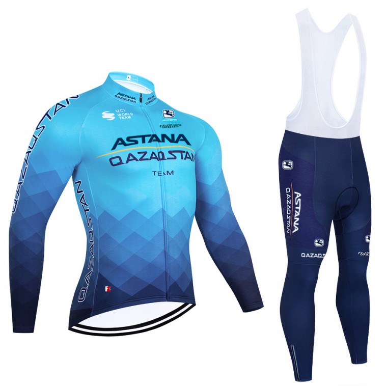 Ensemble cuissard vélo et maillot cyclisme hiver pro ASTANA Qazaqstan 2023