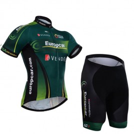 Ensemble cuissard vélo sans bretelles et maillot cyclisme équipe pro Europcar