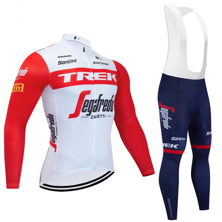 Ensemble cuissard vélo et maillot cyclisme hiver pro TREK Segafredo 2023 blanc